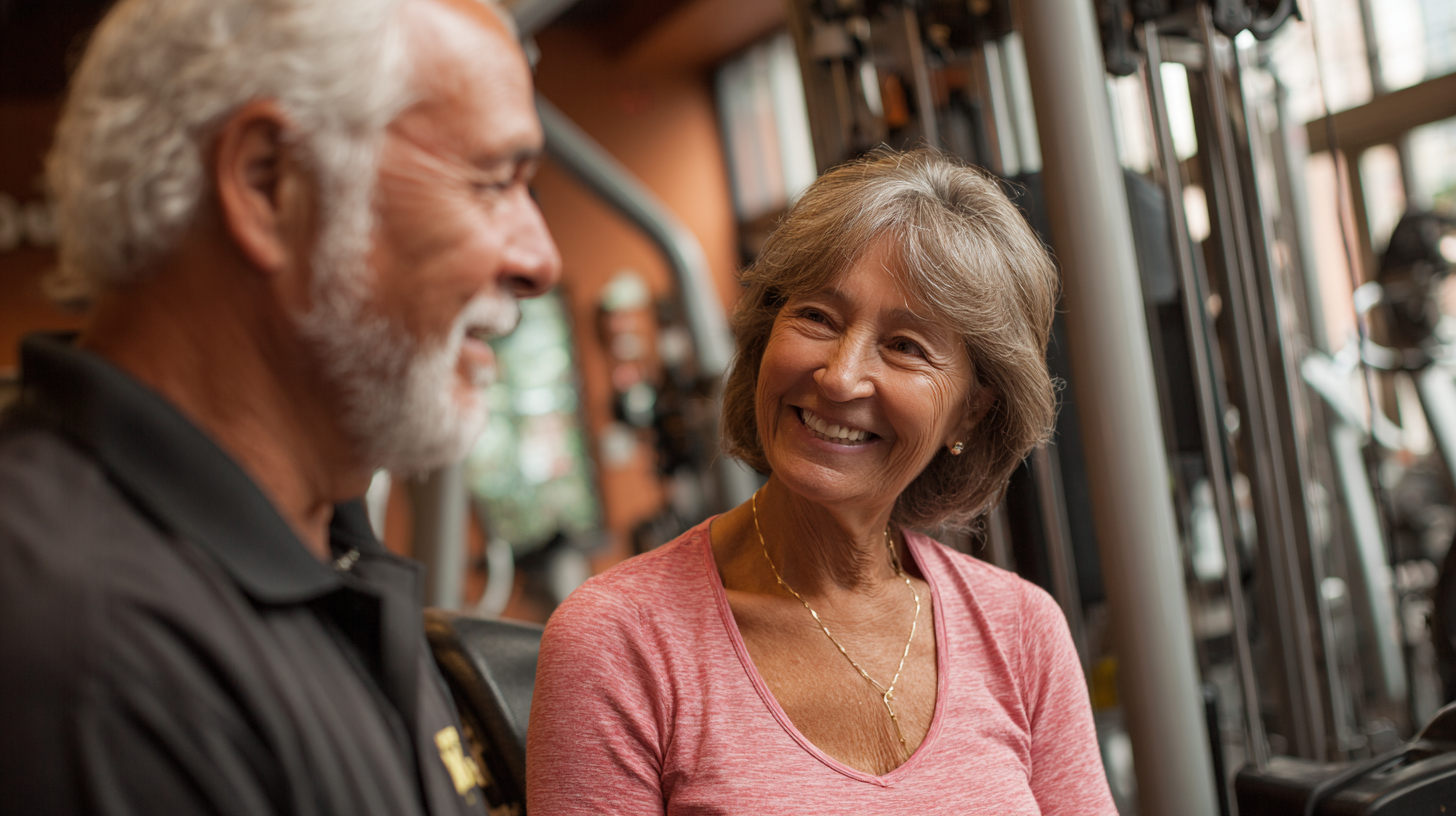 Щаслива пара старшого віку після тренування